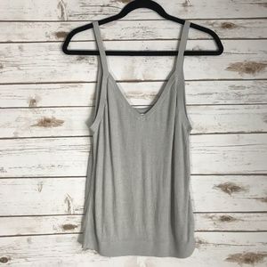 H & M Ladies Tank Top Sz L Gray V-Neck